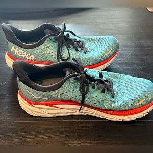 Hoka One One Clifton 8.5D Blue/Navy/Red Running Shoes
